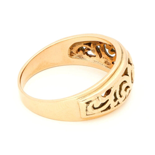 Bague 55.5 Bague filigranée Art nouveau en or jaune 14 carats 58 Facettes B6DEA5888AF34FF9A06AEF61361E3E1A