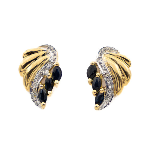 Boucles d'oreilles Boucles d'oreilles en or jaune et blanc 18 carats saphirs et diamants 58 Facettes 1667868CN