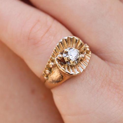 Bague 52 Bague en or jaune 18 carats avec diamant 58 Facettes 16709