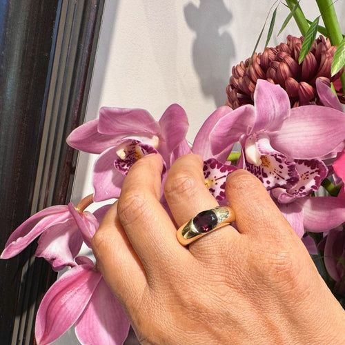 Bague 54 Bague gitane en or jaune 18 carats au grenat 58 Facettes 73358174AEDF443E82EE303873FD187A