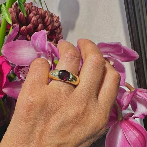 Bague 54 Bague gitane en or jaune 18 carats au grenat 58 Facettes 73358174AEDF443E82EE303873FD187A