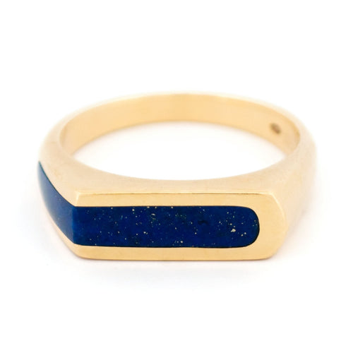 Bague 54 Bague vintage en or jaune 14 carats au lapis-lazuli 58 Facettes 26674A7C821A48A39C4001D845B31209