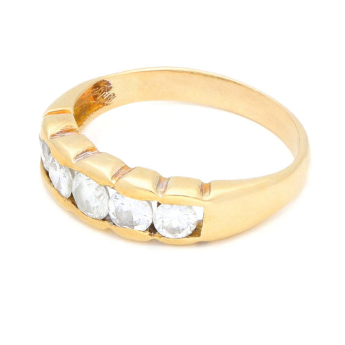 Bague 57.5 Bague rangée de diamants en or jaune 18 carats 58 Facettes 7306A6DCBECD41E4B7D608831D2D088E