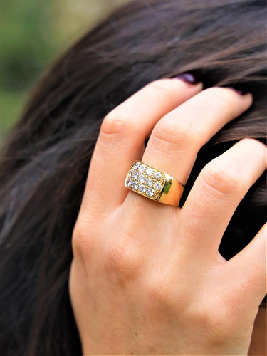 Bague 55 Bague pavée de diamants en or jaune 18 carats 58 Facettes 1696415CN