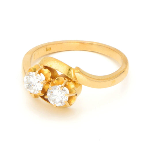 Bague 51 Bague Toi et Moi en or jaune 18 carats et diamants 58 Facettes 010788AB20E842AFA508003DE20DC709
