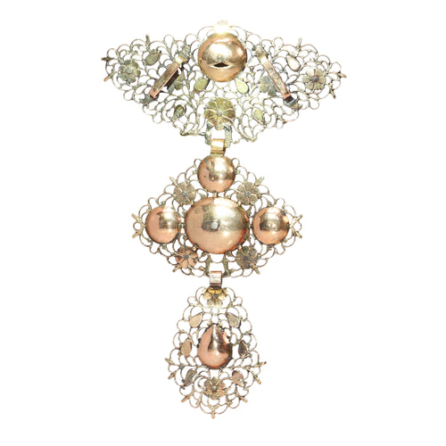 Pendentif Croix « à la Jeannette » - Pendentif en or rouge 18k, argent et diamants 58 Facettes 17124-0058