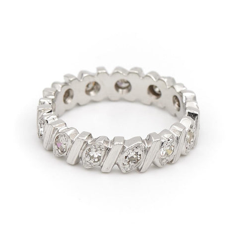 Bague 50 Alliance - Bague en or blanc 18 carats et diamants 58 Facettes 1718077CN