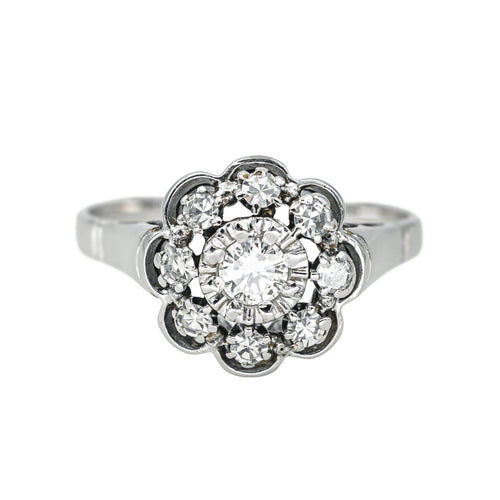 Bague 64 Bague marguerite en or blanc 18 carats avec diamants 58 Facettes 1720542CN