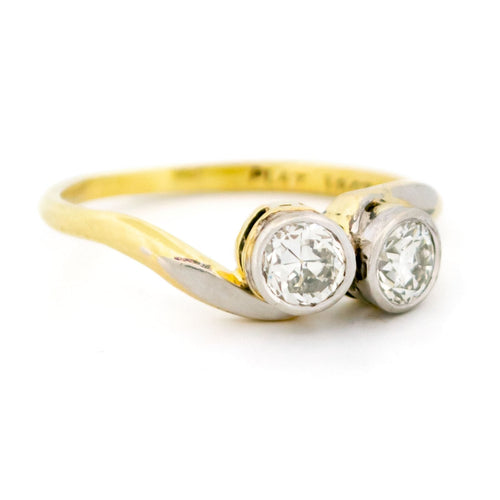 Bague 50.5 Bague Toi et Moi en or jaune 18 carats et platine, diamants 58 Facettes 5313ECE474A6486682BAC5A47E2D50B7