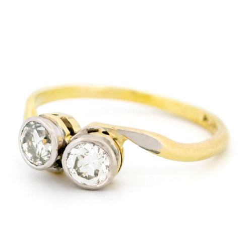 Bague 50.5 Bague Toi et Moi en or jaune 18 carats et platine, diamants 58 Facettes 5313ECE474A6486682BAC5A47E2D50B7