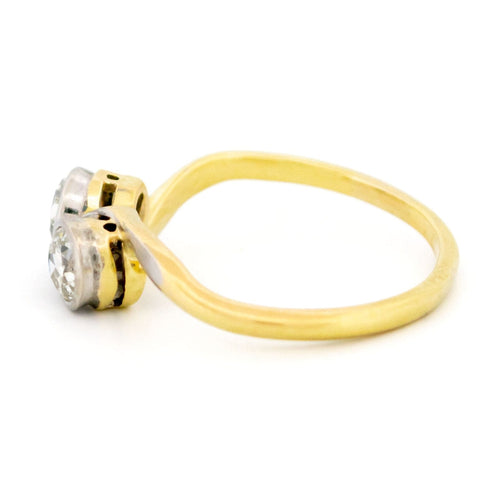 Bague 50.5 Bague Toi et Moi en or jaune 18 carats et platine, diamants 58 Facettes 5313ECE474A6486682BAC5A47E2D50B7