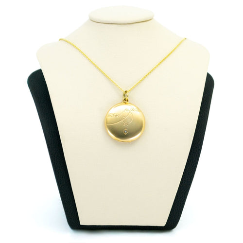 Pendentif Médaillon rond en or jaune 14 carats avec perle 58 Facettes 22C182E7D1AE4C7D9B2294EE59B3B514