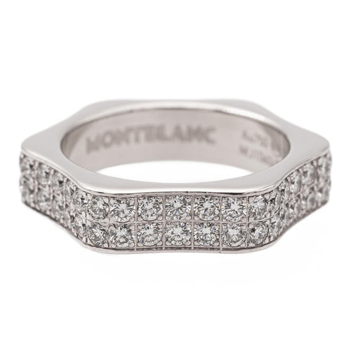 Bague 52 Montblanc 4810 - Bague alliance en or blanc 18 carats et diamants 58 Facettes 1747040CN