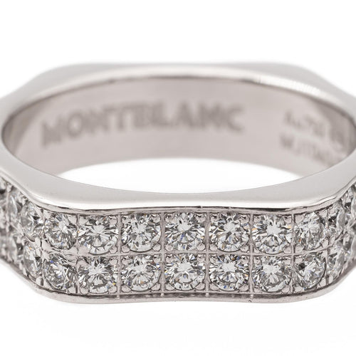 Bague 52 Montblanc 4810 - Bague alliance en or blanc 18 carats et diamants 58 Facettes 1747040CN