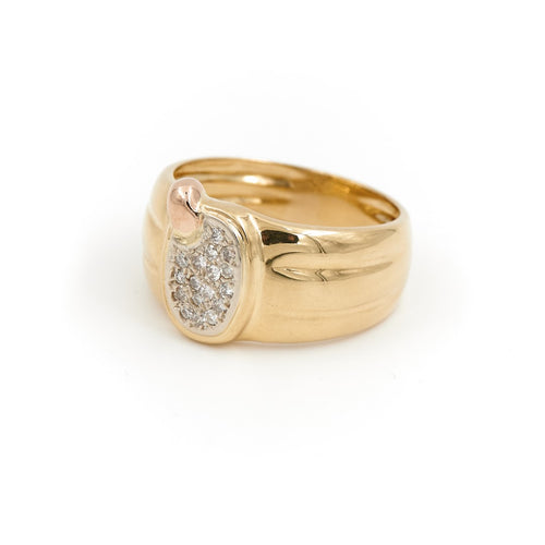 Bague 59 Bague en or jaune et or rose 18 carats pavée de diamants 58 Facettes 1751361CN