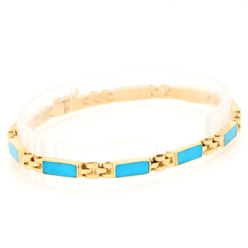 Bracelet Bracelet à maillons en or jaune 18 carats et turquoise 58 Facettes 3E7F7546B63B42FEA8BCDC7309691E4B