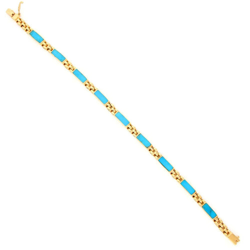 Bracelet Bracelet à maillons en or jaune 18 carats et turquoise 58 Facettes 3E7F7546B63B42FEA8BCDC7309691E4B