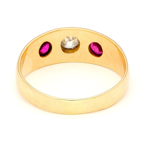 Bague 56 Bague gitane en or jaune 14 carats avec diamant et rubis 58 Facettes CCBAD7DB879D4A76BDBCF47059EFEFA2