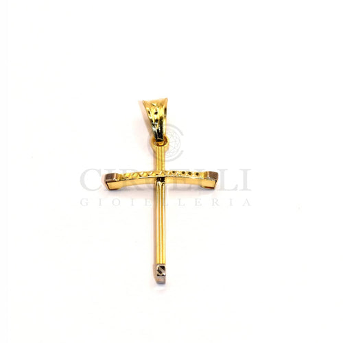 Stylized Cross Pendant - 18k yellow gold two-tone pendant 58 Facettes 93483124