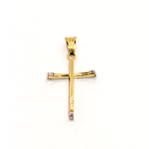 Stylized Cross Pendant - 18k yellow gold two-tone pendant 58 Facettes 93483124