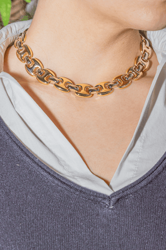 Collier Collier ras-de-cou en or jaune et blanc 18 carats 58 Facettes 1880727CN