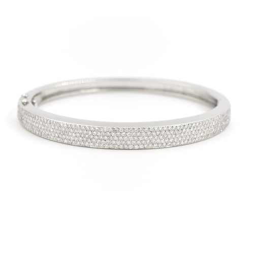 Bracelet Bracelet jonc ouvrant en or blanc 18 carats et diamants 58 Facettes 1887740CN