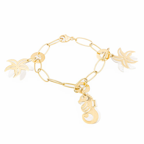 Bracelet Bracelet à breloques en or jaune 18 carats et nacre 58 Facettes 1888323CN