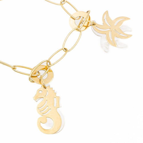 Bracelet Bracelet à breloques en or jaune 18 carats et nacre 58 Facettes 1888323CN