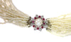 Collier Collier de perles de semence avec fermoir en or blanc 14K, diamants et rubis 58 Facettes 19026-0058