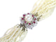 Collier Collier de perles de semence avec fermoir en or blanc 14K, diamants et rubis 58 Facettes 19026-0058