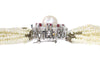 Collier Collier de perles de semence avec fermoir en or blanc 14K, diamants et rubis 58 Facettes 19026-0058