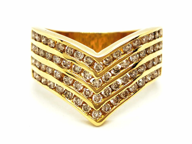 Bague 57.5 Bague en or jaune 18 carats sertie de diamants 58 Facettes 1907845CN