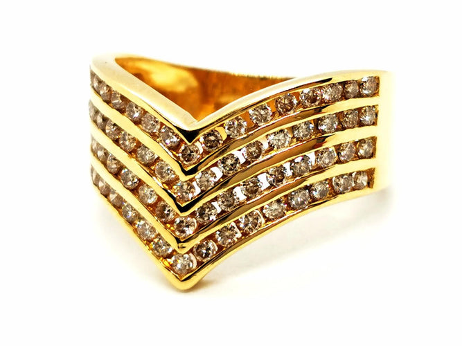Bague 57.5 Bague en or jaune 18 carats sertie de diamants 58 Facettes 1907845CN