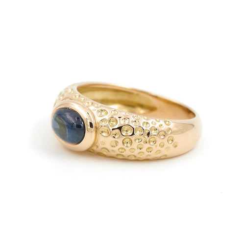 Bague 54 Bague en or jaune 18 carats avec saphir bleu cabochon 58 Facettes 1907874CN