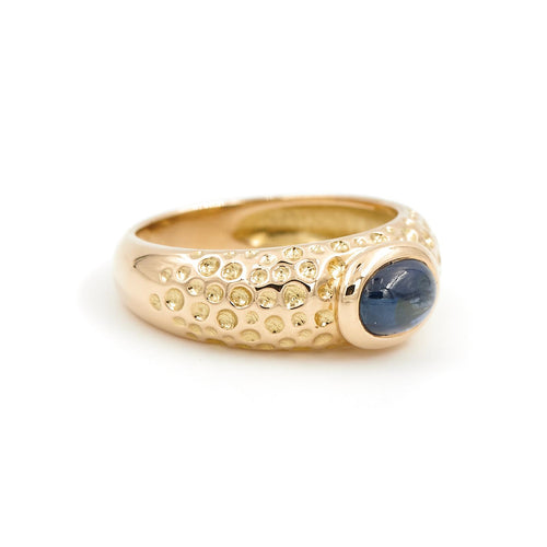 Bague 54 Bague en or jaune 18 carats avec saphir bleu cabochon 58 Facettes 1907874CN