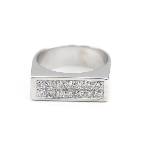Bague 54 Bague pavée de diamants en or blanc 18 carats 58 Facettes 1908055CN