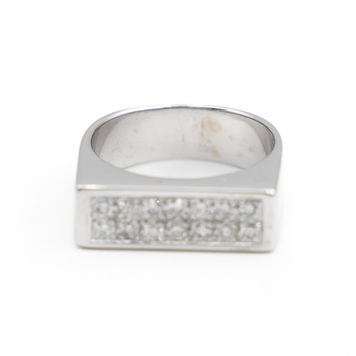 Bague 54 Bague pavée de diamants en or blanc 18 carats 58 Facettes 1908055CN