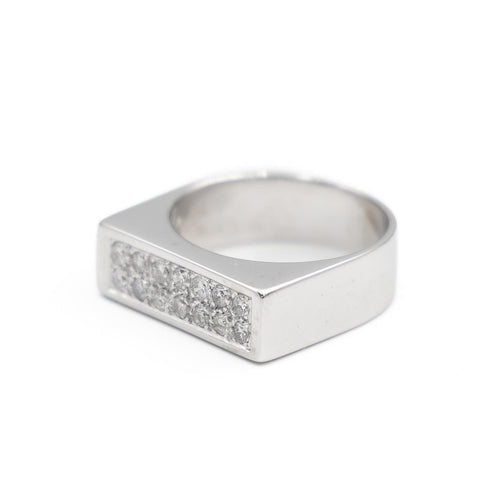 Bague 54 Bague pavée de diamants en or blanc 18 carats 58 Facettes 1908055CN