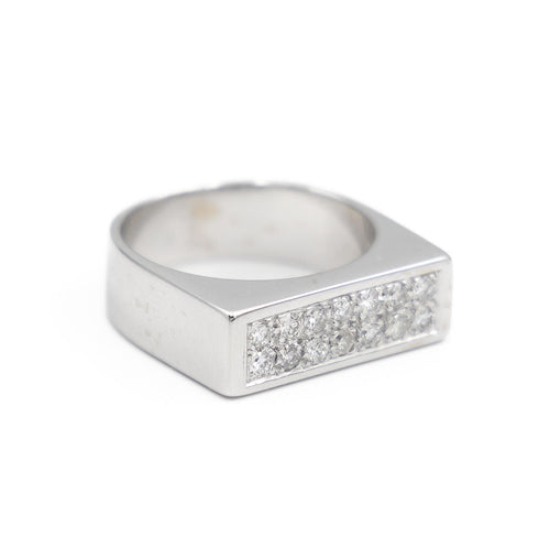 Bague 54 Bague pavée de diamants en or blanc 18 carats 58 Facettes 1908055CN
