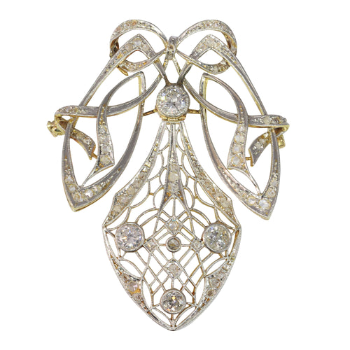 Pendentif Pendentif-broche Art nouveau en platine et or jaune 18K diamants 58 Facettes 19087-0046