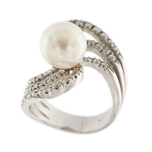 Bague 55 Bague - Perle des Mers du Sud et diamants en or blanc 18 ct 58 Facettes 19280