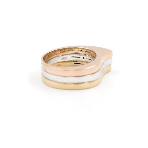 Bague 54 Trilogie - Bague en or jaune, or blanc et or rose 18 carats 58 Facettes 1943849CN