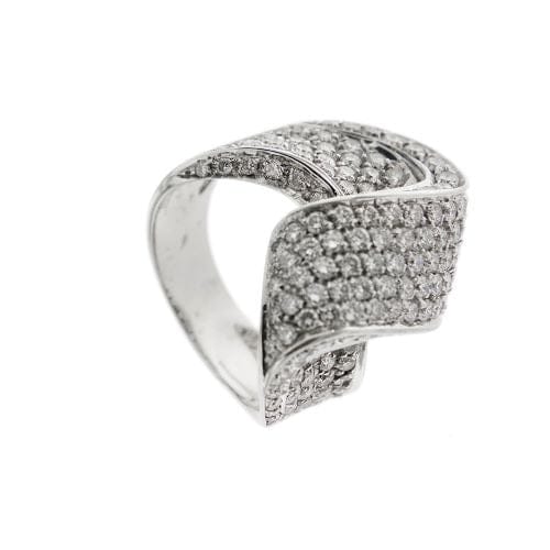Bague 55 Bague Onde - Bague en or blanc 18 ct et diamants 58 Facettes 19851