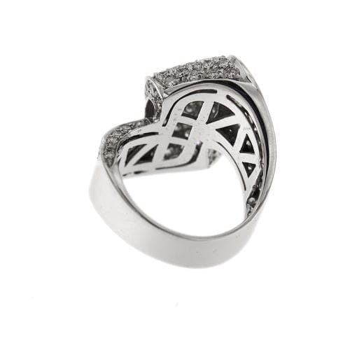 Bague 55 Bague Onde - Bague en or blanc 18 ct et diamants 58 Facettes 19851