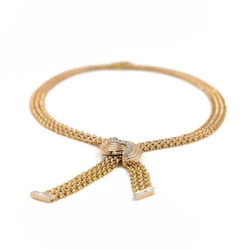 Collier Collier négligé en or jaune et platine serti de diamants 58 Facettes 1986222CN