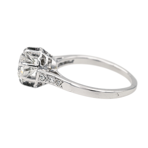 Bague 57 Bague solitaire - diamant en or blanc 18 carats et platine 58 Facettes 1986229CN