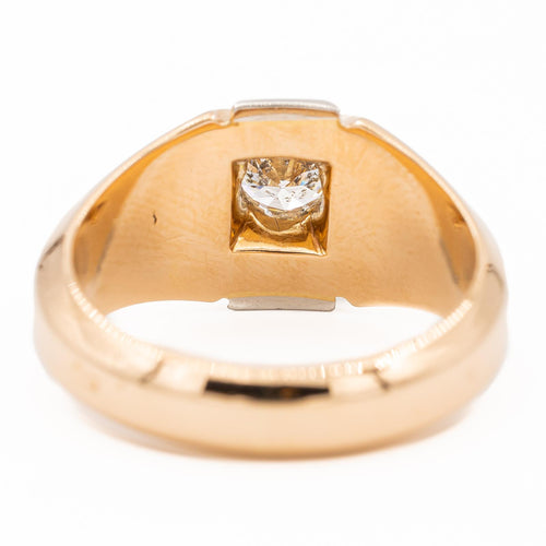 Bague 57 Bague solitaire tank en or jaune 18 carats et platine 950 avec diamant 58 Facettes 1986230CN