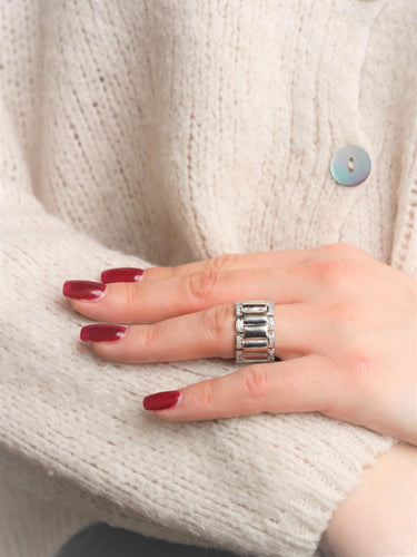 Bague 52 Bague large en or blanc 18 carats sertie de diamants 58 Facettes 1987600CN