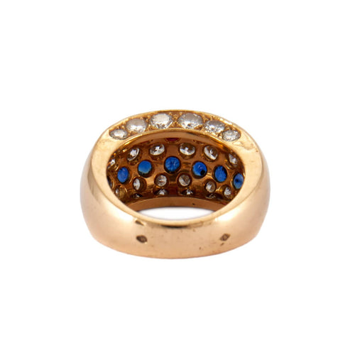 Bague 54 Bague jonc pavée de diamants en or jaune et rubis saphirs 58 Facettes BO/220013/