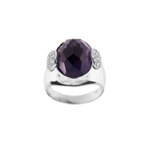 Bague 56 Bague en or blanc 18 ct avec iolite et diamants 58 Facettes 19954